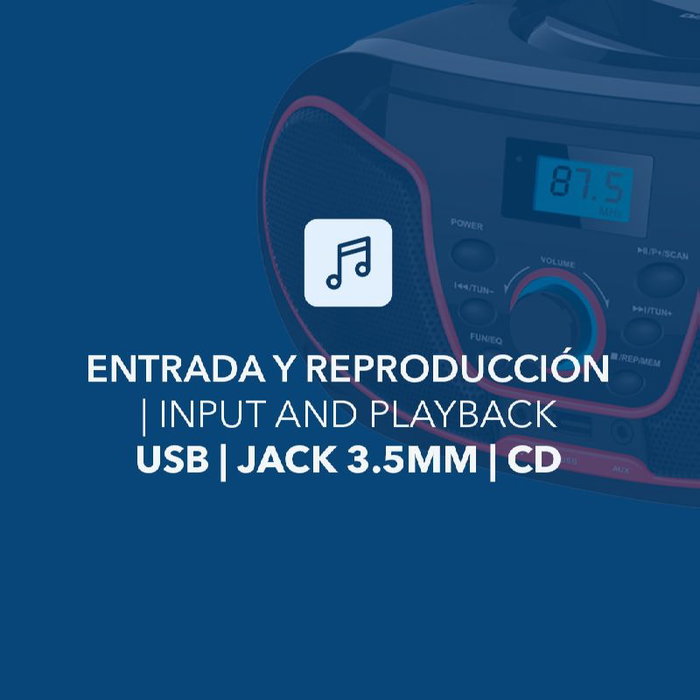 DAEWOO Radio CD con Bluetooth, USB, Ecualizador, Color Rojo
