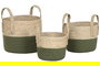DKD Home Decor Cesta Verde Natural Fibra Algodón 28x28x32 cm Set 3 Piezas
