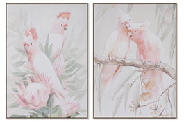 DKD Home Decor Cuadro de Lienzo Cotorras Surtido de 2 Piezas 100x4x140 cm