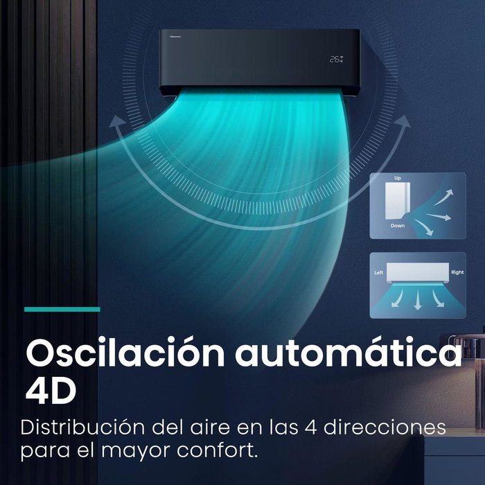 Hisense Aire Acondicionado Split Uni Pure HB35XU0B 3500W Frío/Calor Clase A+++ WiFi y Control por Voz Alexa/Google Modo Silencio 26dB R32 Hisense Aire Acondicionado Split Uni Pure HB35XU0B 3500W Frío/Calor Clase A+++ WiFi y Control por Voz Alexa/Google Modo Silencio 26dB R32