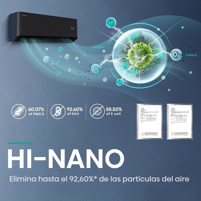 Hisense Aire Acondicionado Split Uni Pure HB35XU0B 3500W Frío/Calor Clase A+++ WiFi y Control por Voz Alexa/Google Modo Silencio 26dB R32 Hisense Aire Acondicionado Split Uni Pure HB35XU0B 3500W Frío/Calor Clase A+++ WiFi y Control por Voz Alexa/Google Modo Silencio 26dB R32