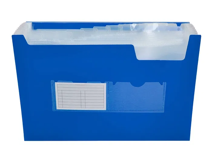 Liderpapel Carpeta Clasificador Fuelle 32112 Polipropileno DIN A4 Azul Transparente 13 Departamentos