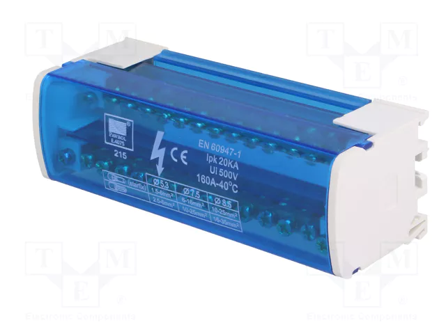 PAWBOL Bloque de distribución 160A 500V con 30 bornas PAWBOL Bloque de distribución 160A 500V con 30 bornas