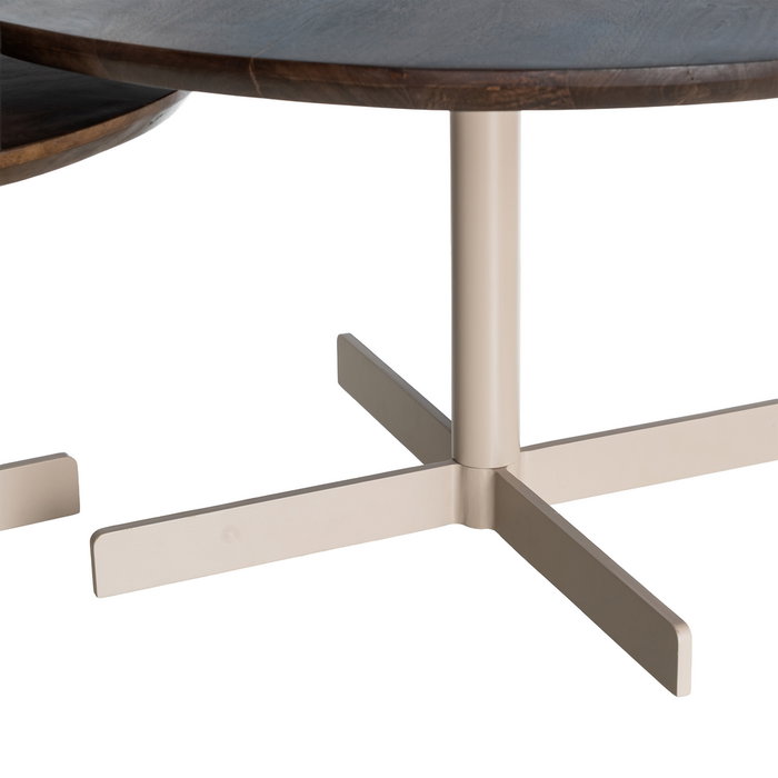 S/2 Mesa Centro Beige-Marrón Hierro 80 X 80 X 45 cm