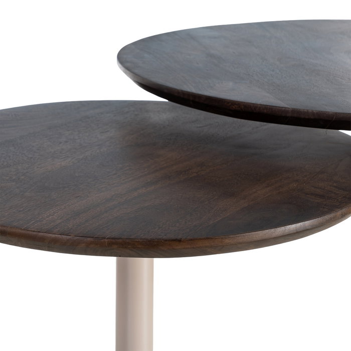 S/2 Mesa Centro Beige-Marrón Hierro 80 X 80 X 45 cm