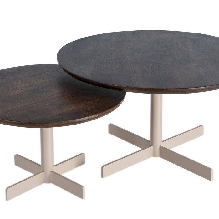 S/2 Mesa Centro Beige-Marrón Hierro 80 X 80 X 45 cm