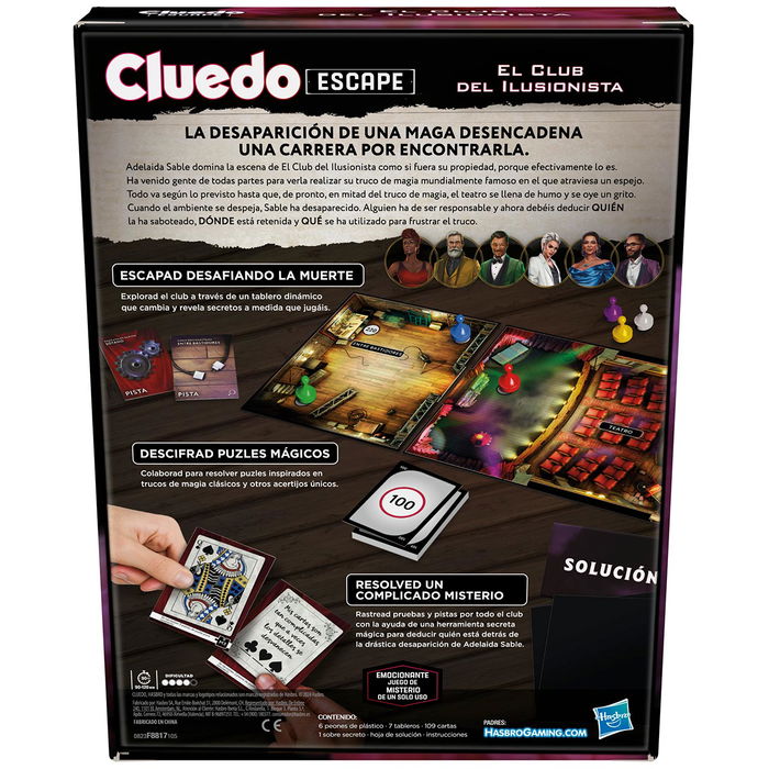 Hasbro Gaming Cluedo Escape: Club Del Ilusionista F8817 Juego de Mesa