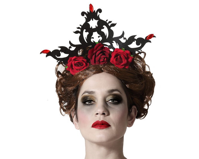 Diadema Halloween Rosas Rojas Accesorios para Disfraz de Reina Oscura Día de Muertos Diadema Halloween Rosas Rojas Accesorios para Disfraz de Reina Oscura Día de Muertos