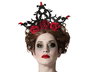 Diadema Halloween Rosas Rojas Accesorios para Disfraz de Reina Oscura Día de Muertos