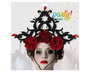 Diadema Halloween Rosas Rojas Accesorios para Disfraz de Reina Oscura Día de Muertos