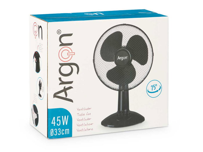 Argon Ventilador De Mesa Negro 45W 27x51x33.5cm