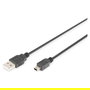 Digitus Cable USB 2.0 Tipo A a Mini-B Macho/Macho, 1m, Negro - Para transferencia de datos, conexión de periféricos
