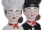 DKD Home Decor Set de 2 Jarrones de Gres Chica Chef, Blanco y Negro
