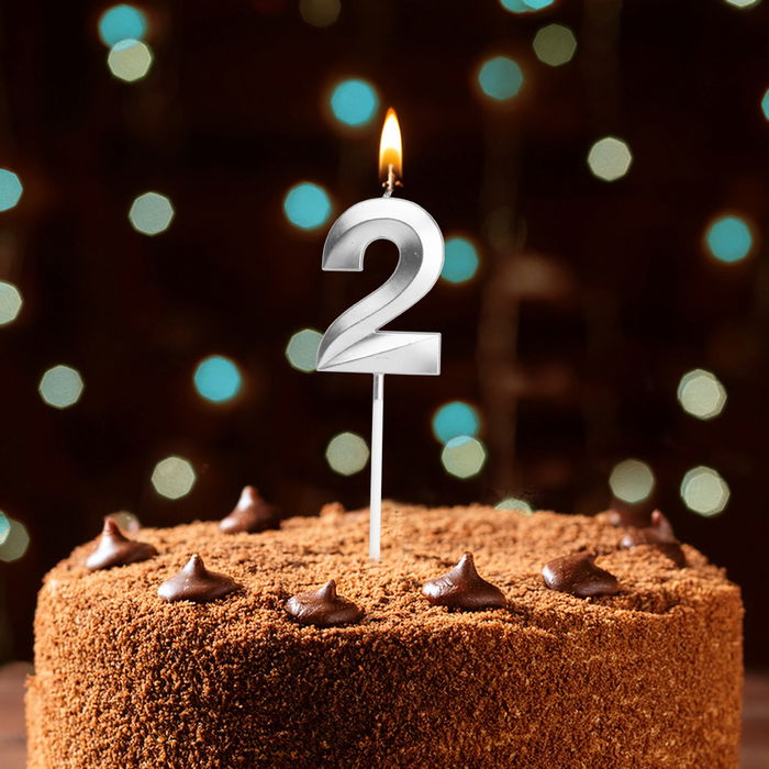 Party Time Vela Aniversario Cifra 2 Plata