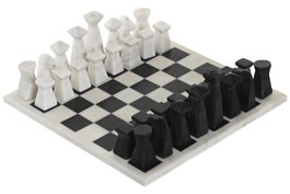 DKD Home Decor Juego de Ajedrez de Mármol 33x33x1,5 cm Dorado y Blanco con Piezas de 10 cm