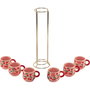 Bialetti Set de 6 Tazas de Espresso Mercato Della Frutta con Soporte Metálico Cherries