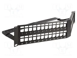 DeLOCK Patch Panel Keystone 48 puertos 2U en ángulo negro
