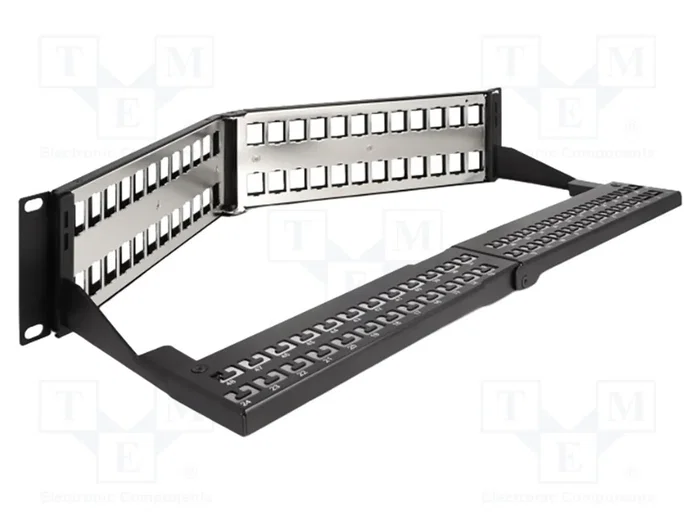 DeLOCK Patch Panel Keystone 48 puertos 2U en ángulo negro