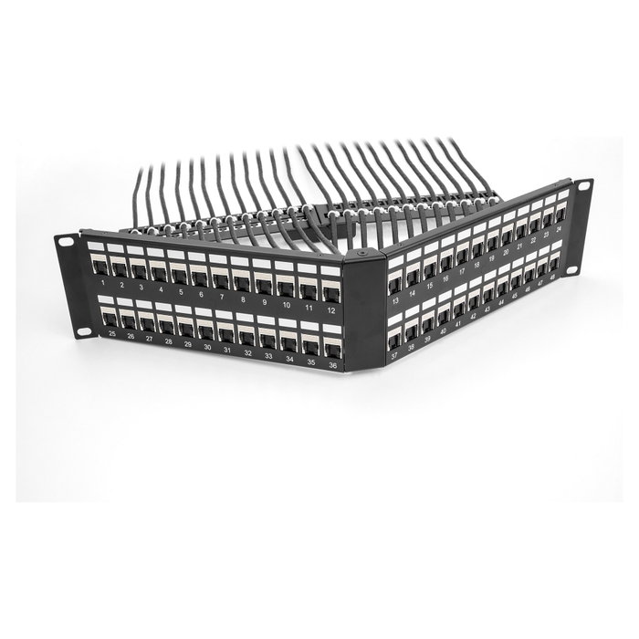 DeLOCK Patchpanel Keystone 48 puertos en ángulo 2U Negro