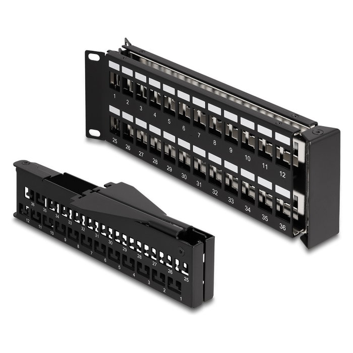 DeLOCK Patchpanel Keystone 48 puertos en ángulo 2U Negro