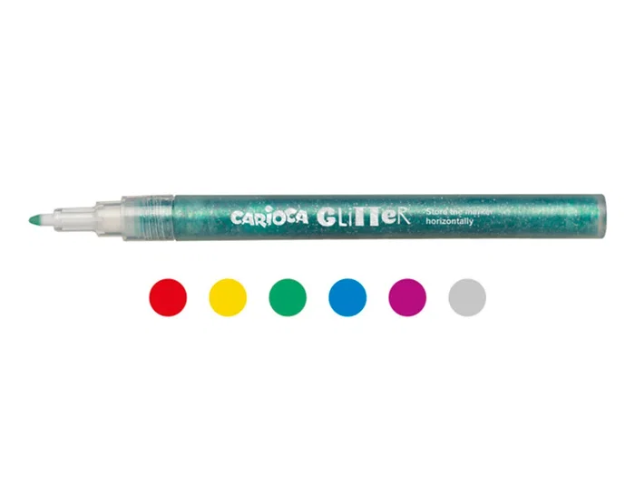 Carioca Rotulador Glitter Purpurina Caja 6 Unidades Colores Surtidos Punta 1 mm