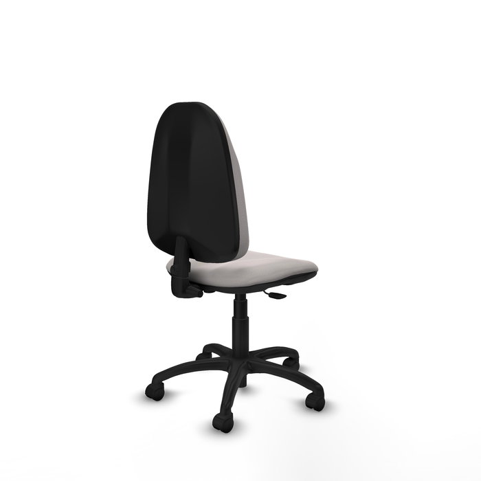 Silla de oficina Algarra con mecanismo Contacto permanente básico tapizada con Similpiel color Blanco. Equipada con Base poliamida negra, Sin brazos y Ruedas de nailon 50 mm