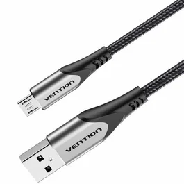 Vention Cable Reversible Micro USB 3A, Carga Rápida, Tejido de Nailon, 2 Metros, Gris