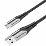 Vention Cable Reversible Micro USB 3A, Carga Rápida, Tejido de Nailon, 2 Metros, Gris
