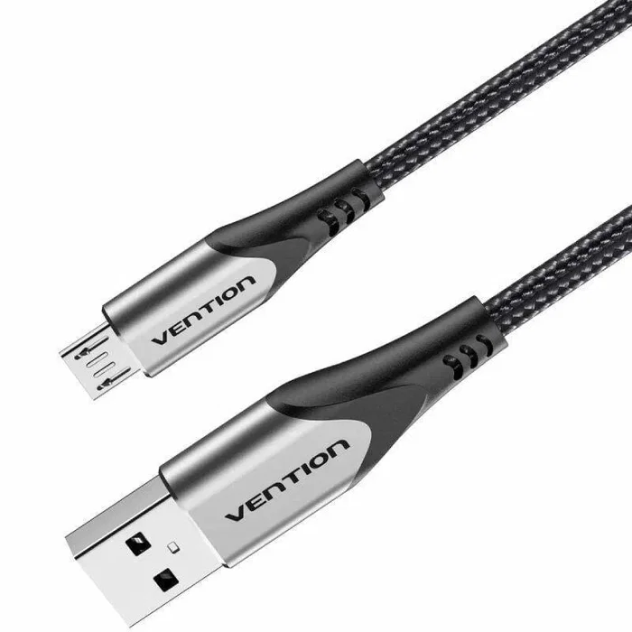 Vention Cable Reversible Micro USB 3A, Carga Rápida, Tejido de Nailon, 2 Metros, Gris