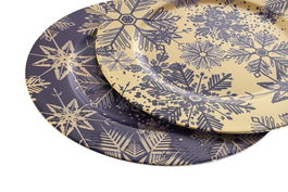 DKD Home Decor Centro Mesa Navidad Tradicional Azul Dorado 33 x 2 x 33 cm (12 Unidades)