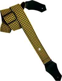 GETM Correa Guitarra Bajo Hounds Tooth Yellow Ajustable Nailon Piel Polyester Alta Calidad 165 cm