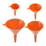 Fx Tools Juego de 4 Embudos de PVC Naranja, Tamaños 5x8.5 cm, 7.2x11 cm, 10x14.5 cm, 12x16 cm
