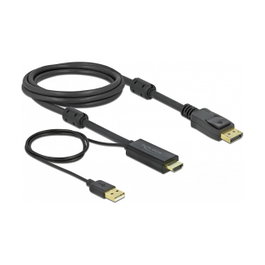 DeLOCK Cable Adaptador HDMI a DisplayPort 4K con USB de 2m Negro