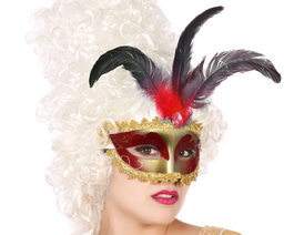 Máscara Antifaz Veneciana Rojo Carnaval Mujer Adulto