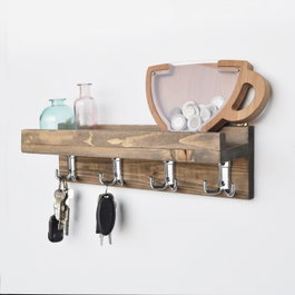 Hanah Home Aa037 Estantería de Cocina, Madera de Abeto 100%, Nogal, 40x11x11 cm