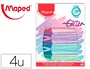 Maped Rotulador fluorescente Peps pastel con glitter estuche de 4 unidades colores surtidos