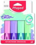 Maped Rotuladores Fluorescentes Peps Pastel con Glitter, Estuche de 4 Unidades Colores Surtidos