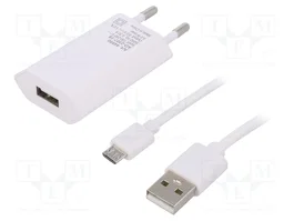 GOOBAY Adaptador de alimentación 5W con salida USB y USB micro, blanco