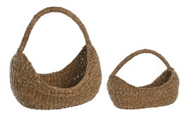 DKD Home Decor Set de 2 Cestos de Seagrass Natural 50x23x43 cm