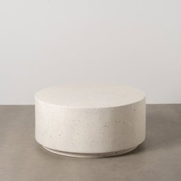 Ixia Mesa de centro blanca de fibra de magnesio 90 x 90 x 40 cm