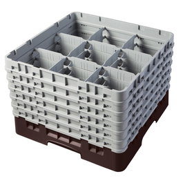 CAMBRO Cesta de lavado 9 comp. 6 alturas Castaño