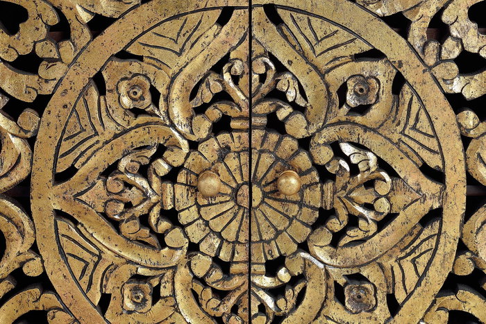 Giner y Colomer Aparador Madera de Mango Nogal y Dorado Tallado