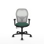 Silla de oficina Jorquera con mecanismo Sincro/Traslack tapizada con Tela color Verde botella y malla color Blanco. Equipada con lumbar 1D, Brazos 1D y Ruedas 65mm nailon