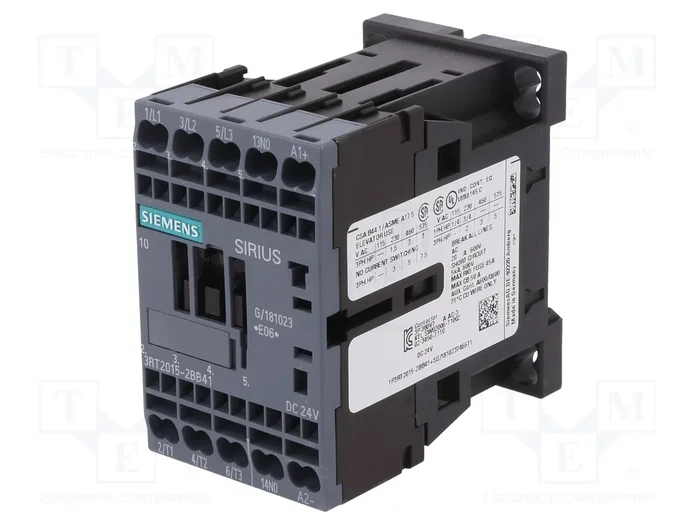 Siemens 3RT20152BB41 Contactor AC-3 3kW/400V 1S 24VDC 3p S00