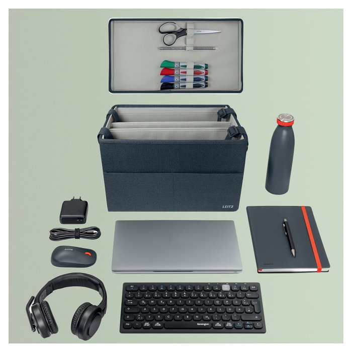 Leitz Bolsa de Trabajo para Hot Desking en Tela Gris con Tapa Leitz Bolsa de Trabajo para Hot Desking en Tela Gris con Tapa