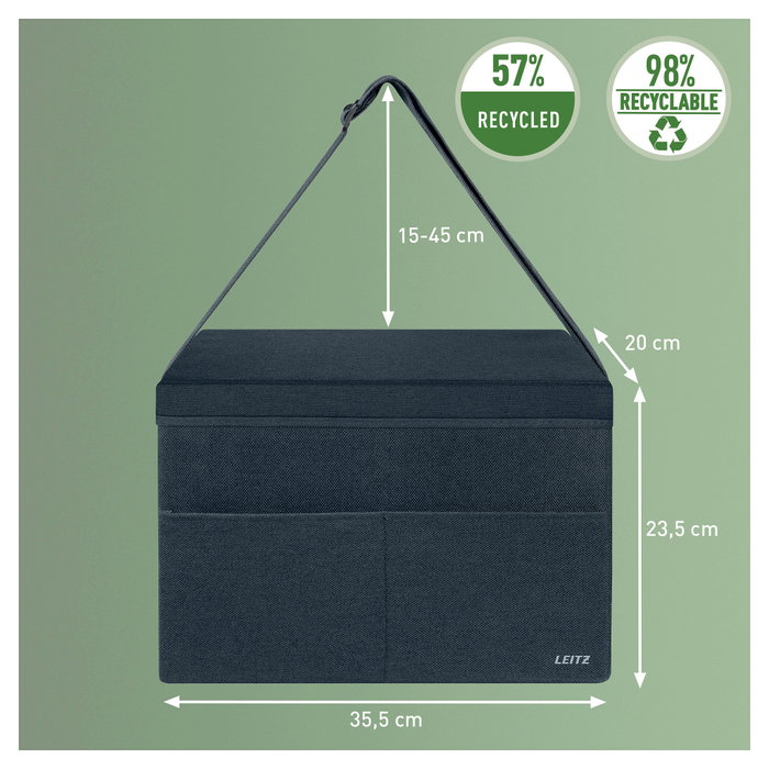 Leitz Bolsa de Trabajo para Hot Desking en Tela Gris con Tapa Leitz Bolsa de Trabajo para Hot Desking en Tela Gris con Tapa