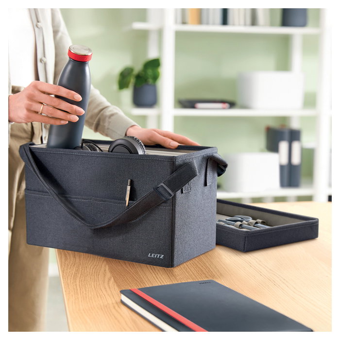 Leitz Bolsa de Trabajo para Hot Desking en Tela Gris con Tapa Leitz Bolsa de Trabajo para Hot Desking en Tela Gris con Tapa