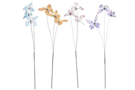 DKD Home Decor Rama de Poliester con Mariposa, Surtido de 4 Colores
