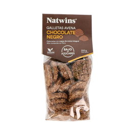 NATWINS Galletas de Avena con Chocolate Negro 200gr - Sin Azúcar Añadido, Veganas