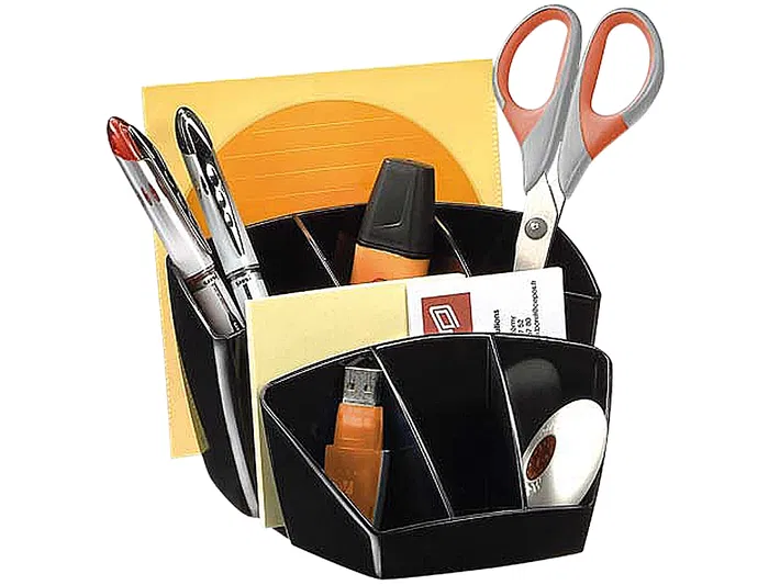 Cep Organizador de Sobremesa de Plástico Negro con 7 Departamentos, 150x120x92 mm